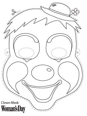 Halloween Crafts- Clown Face Mask to Color at WomansDay.com