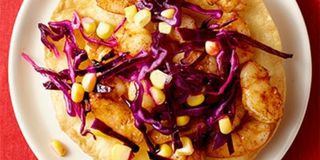Zesty Shrimp Tostadas with Cabbage and Corn Slaw Zesty Shrimp Tostadas with Cabbage and Corn Slaw