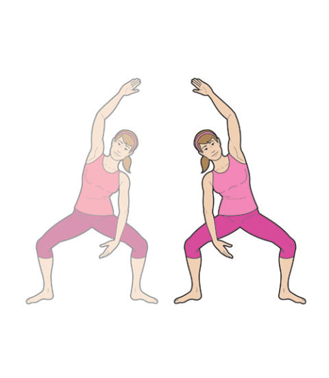 woman doing a side squat reach